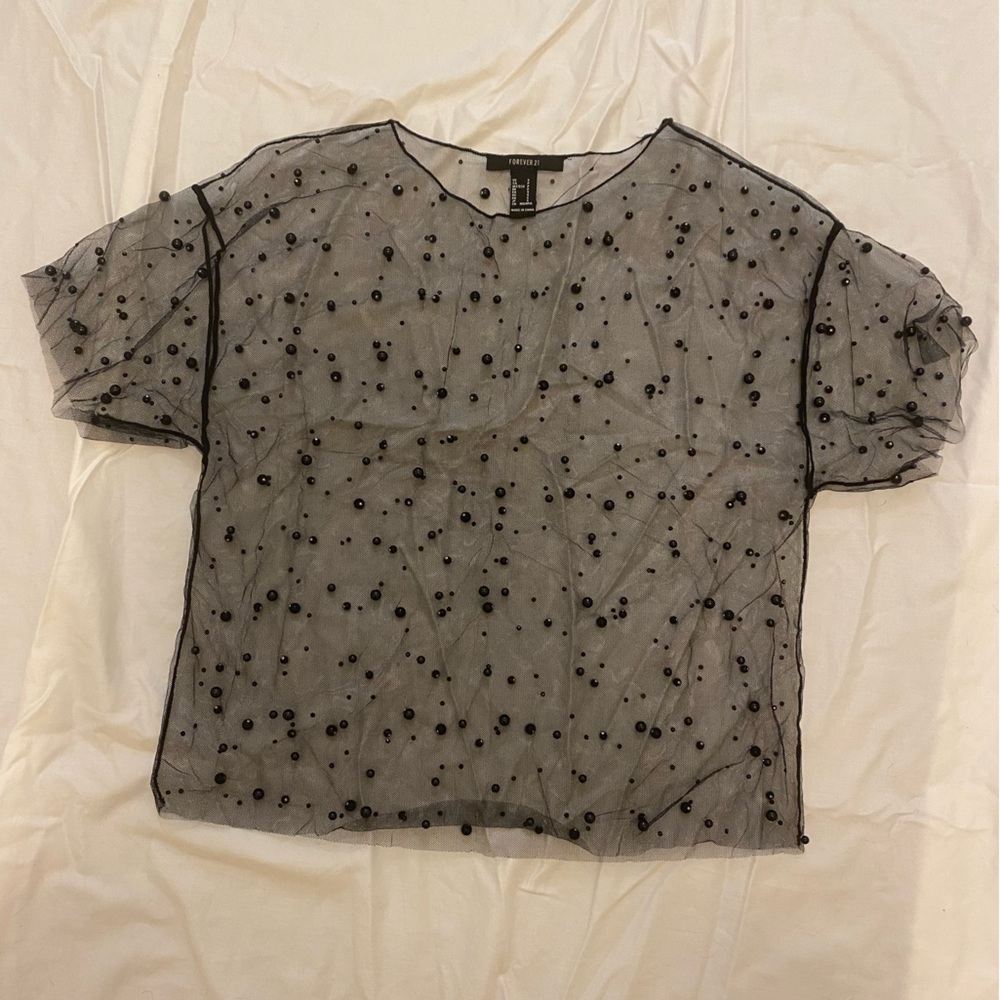 Black mesh top